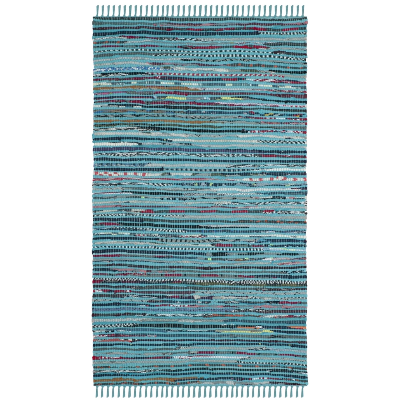 Safavieh Rag Rug Rar125C Handwoven Turquoise / Multi Rug Area Rug Carpet Shag